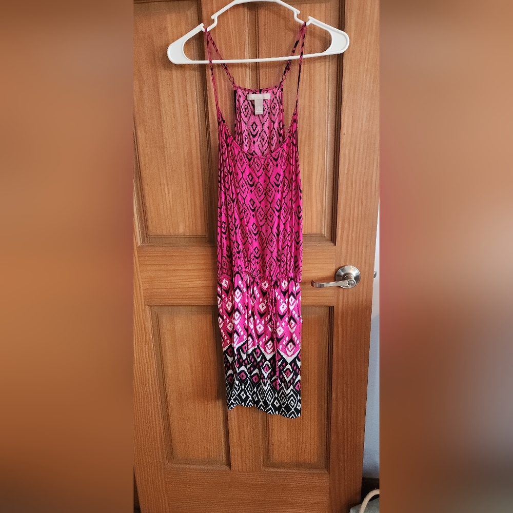 Pink and Black Geometric Dress